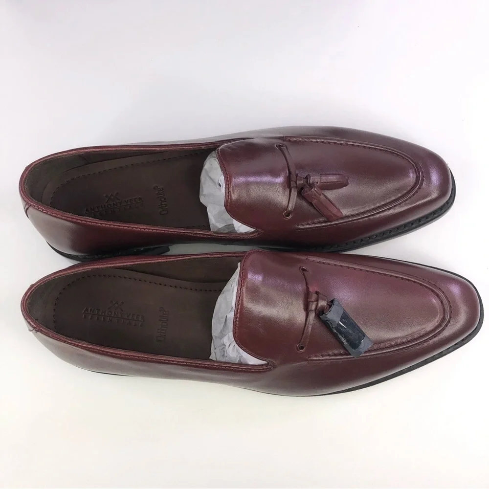 Anthony Veer Kennedy Tassel Loafer Shoes Size 11D Burgundy